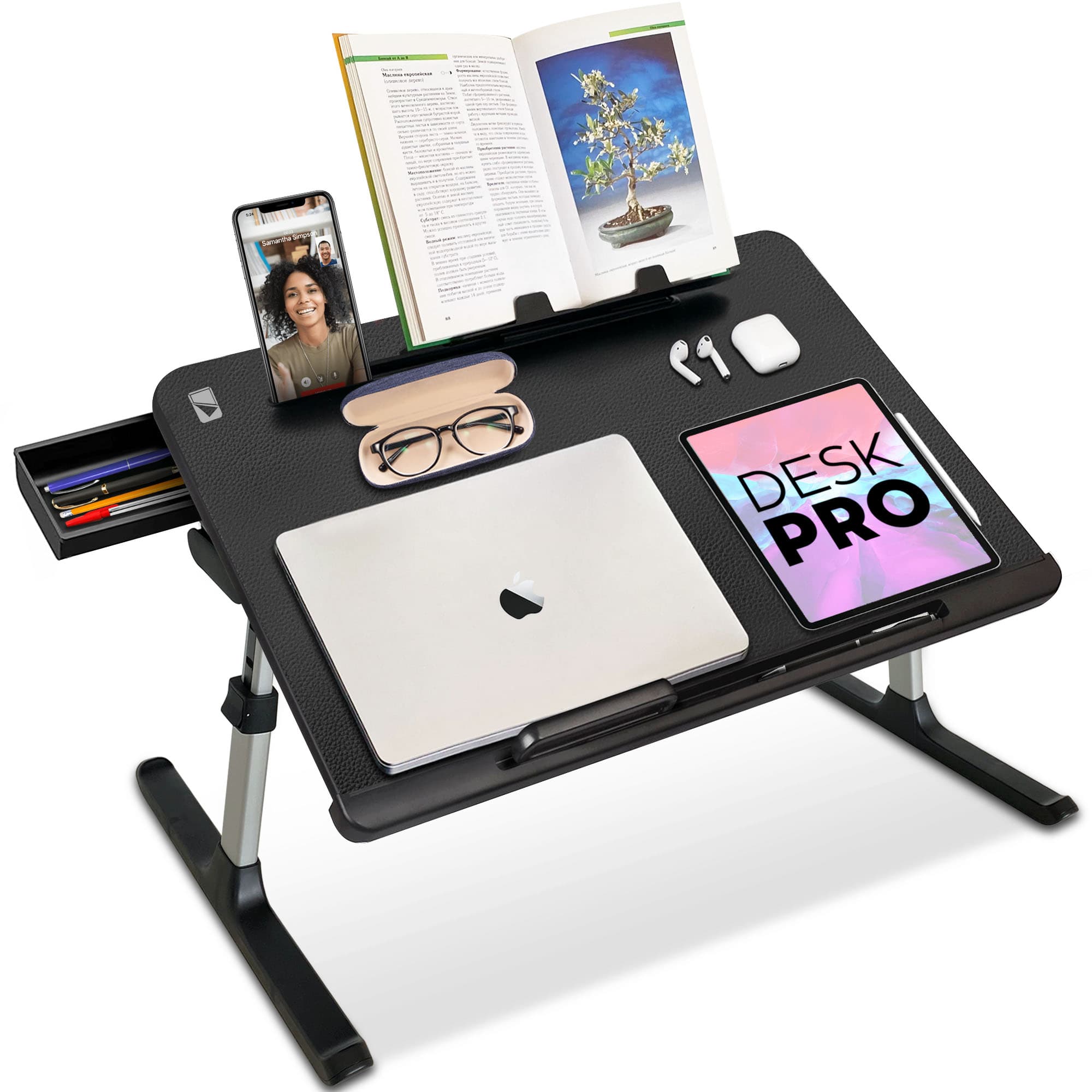  Lap Desk Laptop Bed Table: Fits up to 15.6 inch Laptop Computer  lapdesk with Soft Pillow and Storage Bag - Padded Lap Work Tray and Gaming  Desk on Bed - Wood