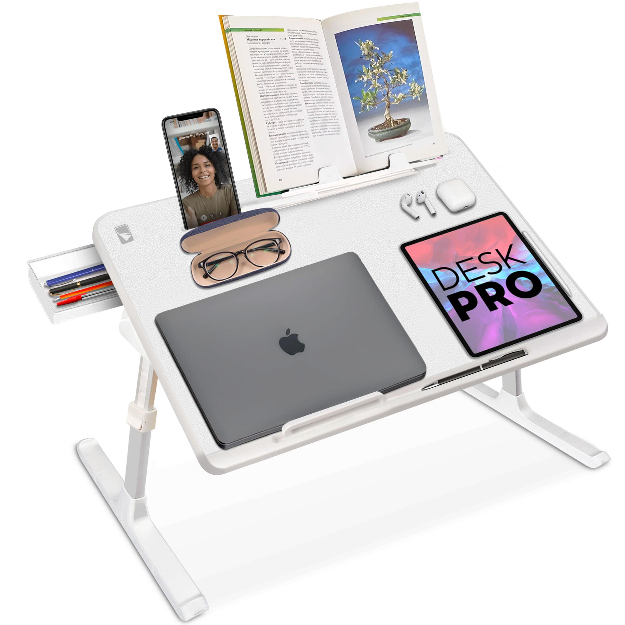 Cooper Desk PRO Leather Folding & Adjustable Laptop Table